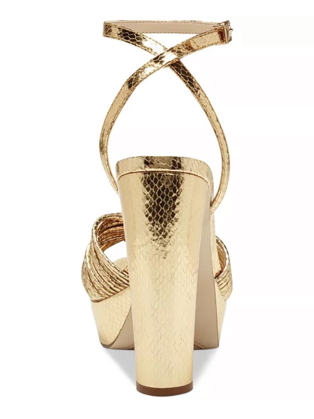 Jessica Simpson Metallic Gold Knotted Platform Slingback Heels - Picture 3 of 6